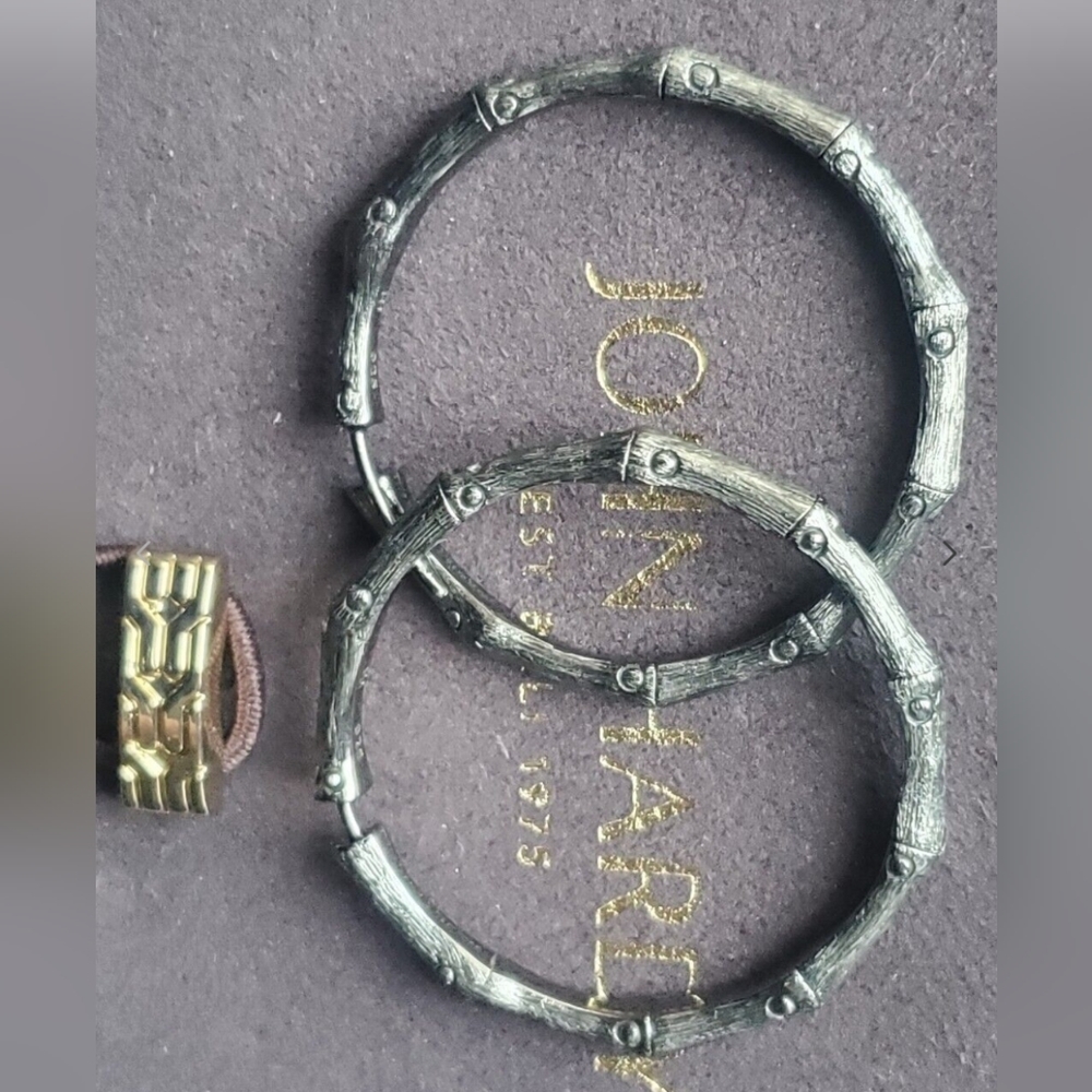New John Hardy Sterling Blackended Bamboo hoop earrings